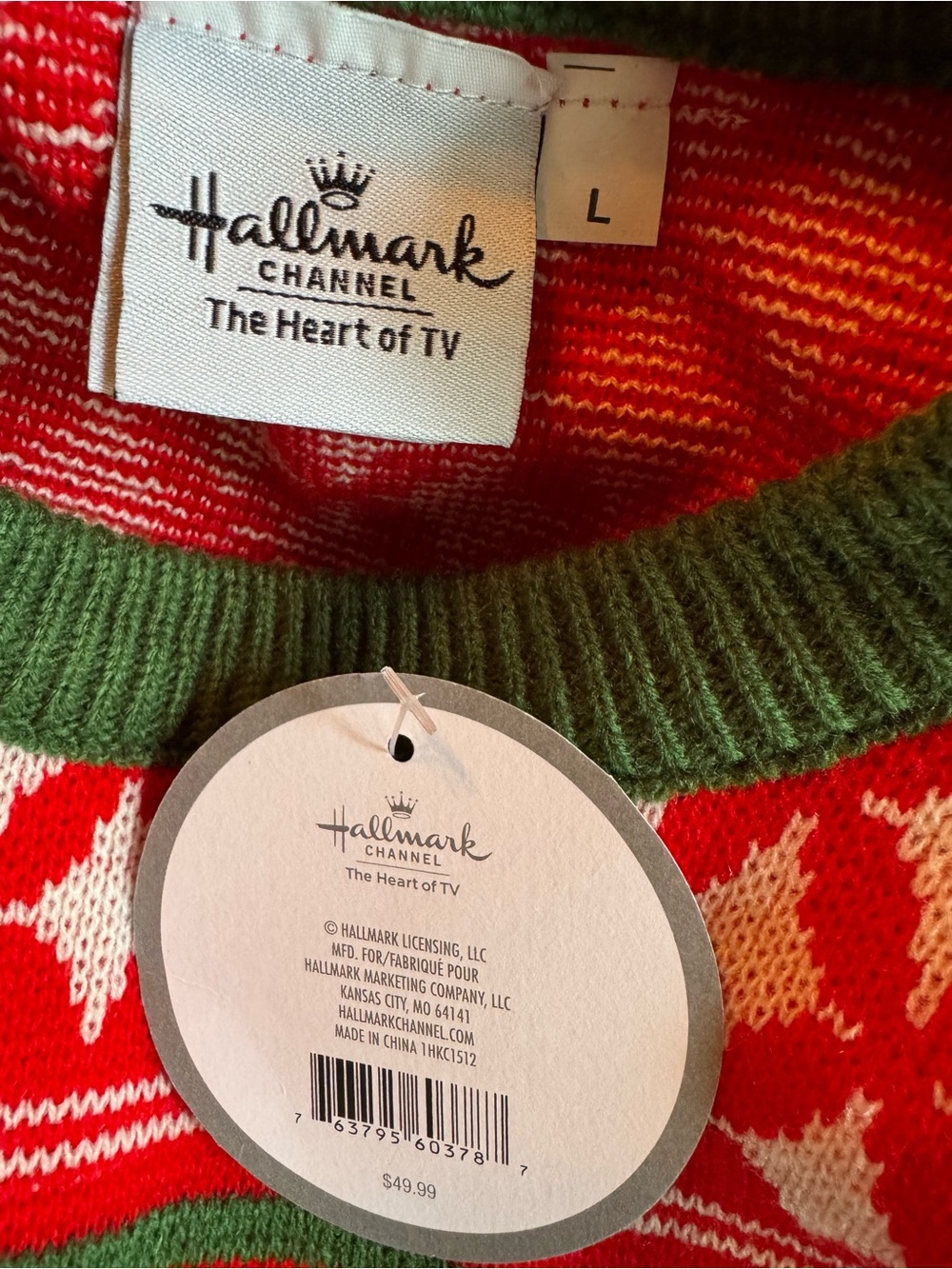 Hallmark Channel Christmas Ugly Sweater Movie Watching Sweater large NWT - Picture 5 of 8